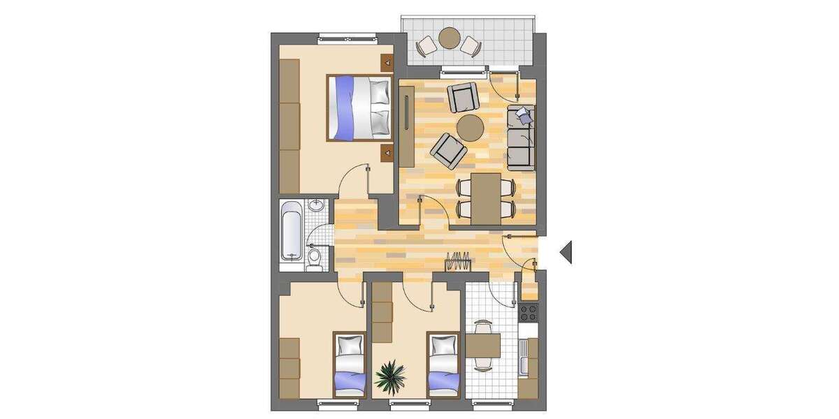 Etagenwohnung Mönchengladbach Uedding - 3 Zimmer, 63 m&sup2;, 540&euro; | Angebot:27339356